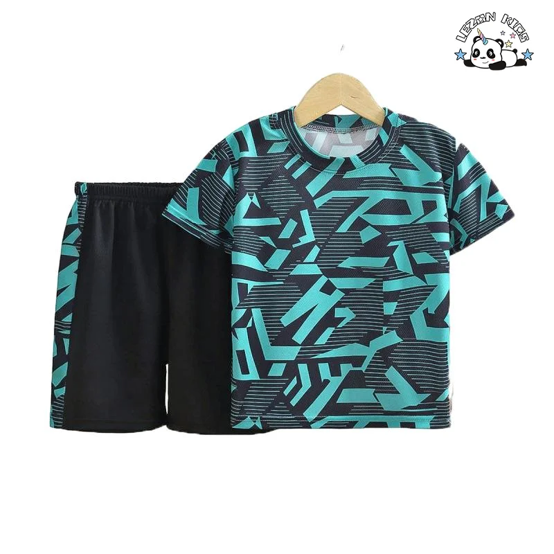 LEZONKIDS - Customizable European American Stylish Boys Summer Cotton T Shirt Toddler Kids Boys Clothing Sets